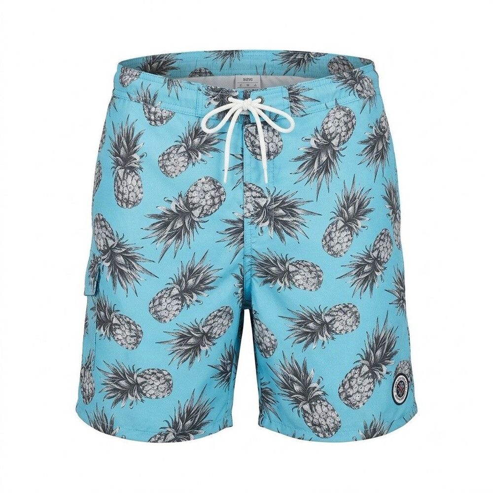 Newport Blue Blue Pineapple Print Swim Trunks Board Shorts Men's Size Medium M